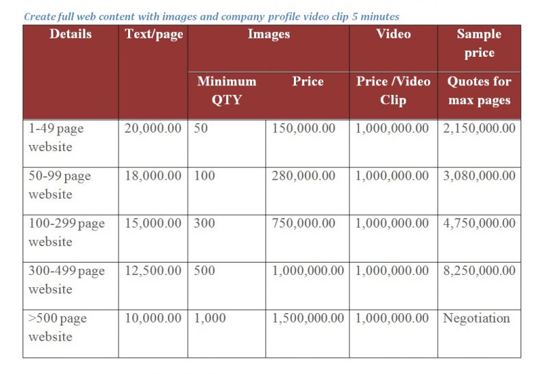 Create full web content with images and company profile video clip 5 minutes