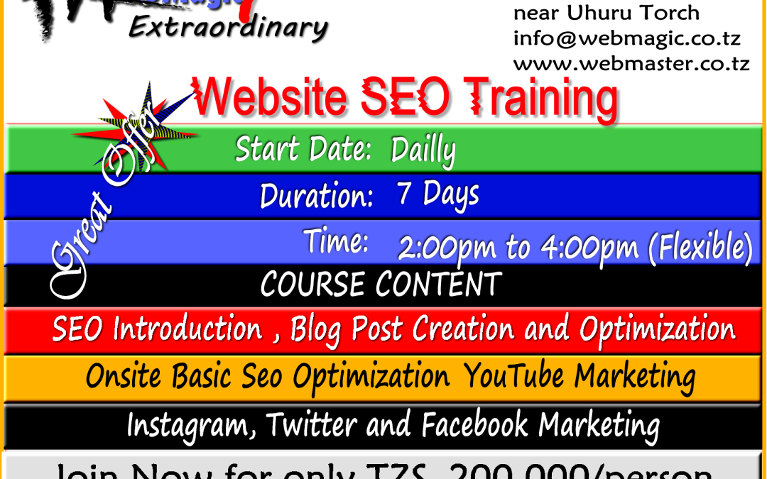 Crash Training on SEO Focusing on Blogging and Social Media Marketing in Arusha, Tanzania